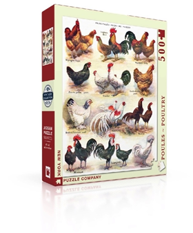 Image of New York Puzzle Company Poules ~ Poultry - 500 pieces