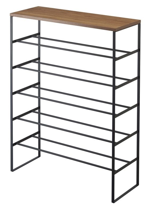 Product image 1 of Yamazaki Shoe rack with wood top board - Tower - black