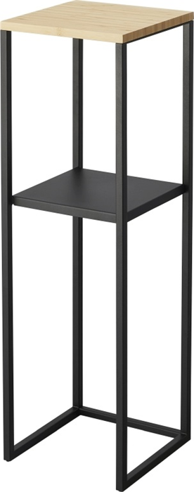 Image of Yamazaki 2-Tiered shelf w/ wooden top - Tower - Black