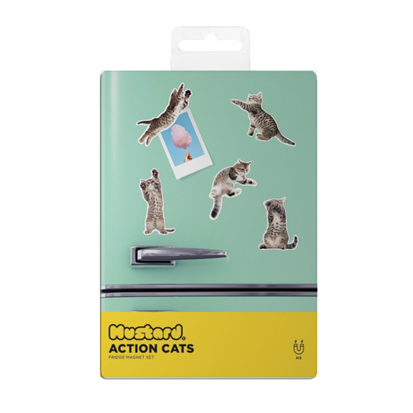 Product image 1 of Mustard Action Cat Magnets - 12 pcs
