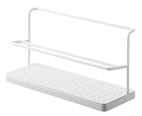 Image of Yamazaki Bottle drying stand with tray - Tower - White