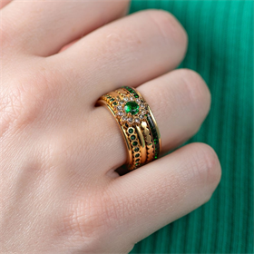 Image of Zusammengesetzte ring Lucia Emerald Gold