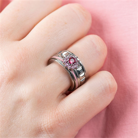 Image of Zusammengesetzte ring Lucia Fuchsia Silber