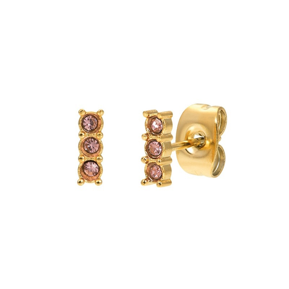 Product image 1 of Ear studs Triple Stone Pink